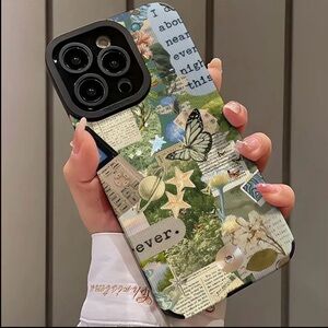 Apple iPhone Phone Case Vertical Stripes Planets Stars Theme PU Leather Texture